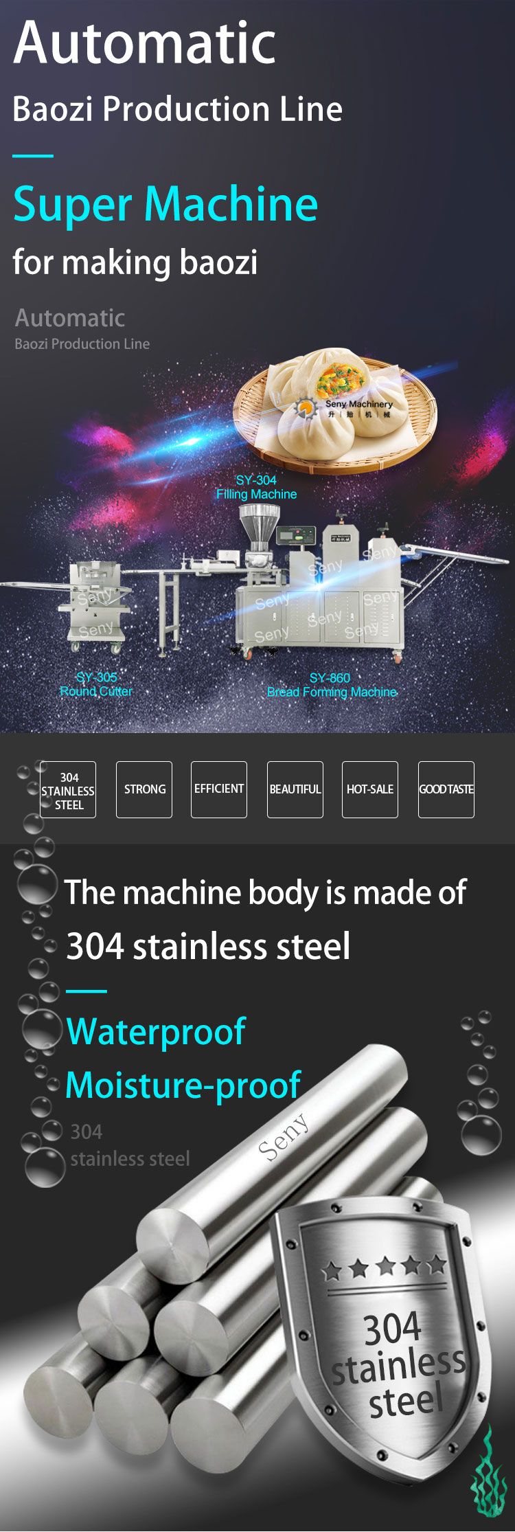 SY-860 Automatic Chinese Baozi Buns Machine Production Line