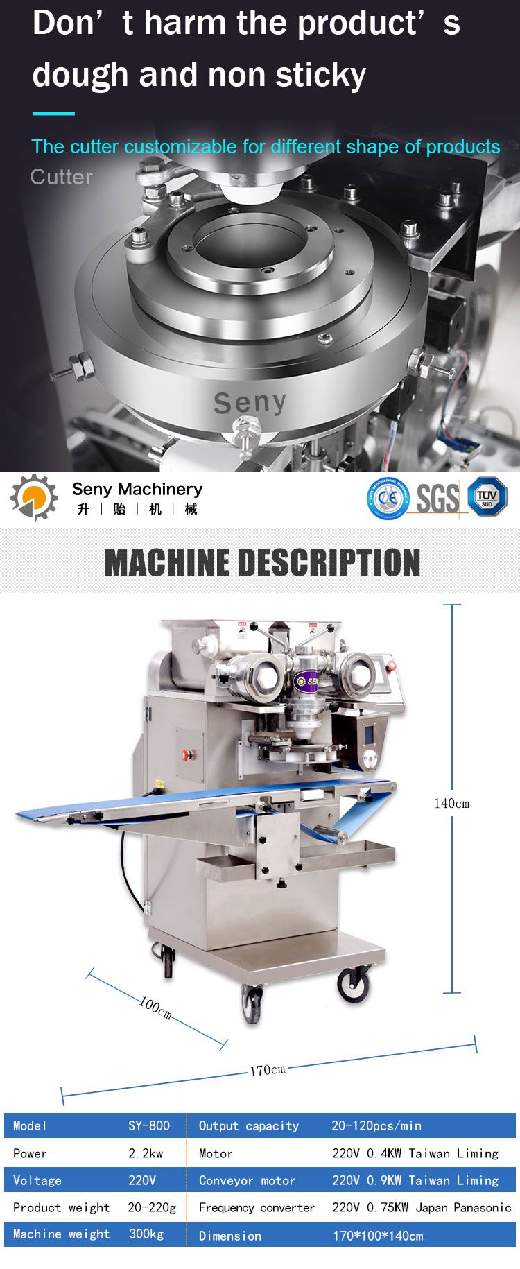 SY-800 Automatic Mochi Ice-cream Making Encrusting Machine