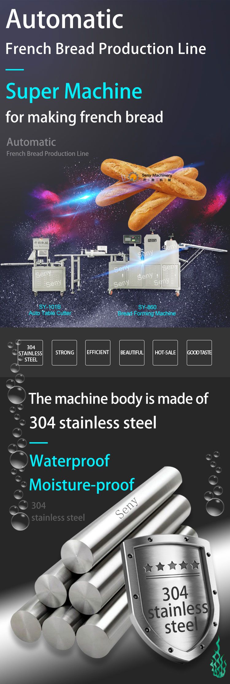 SY-860 Automatic French Bread Making Machine Production Line