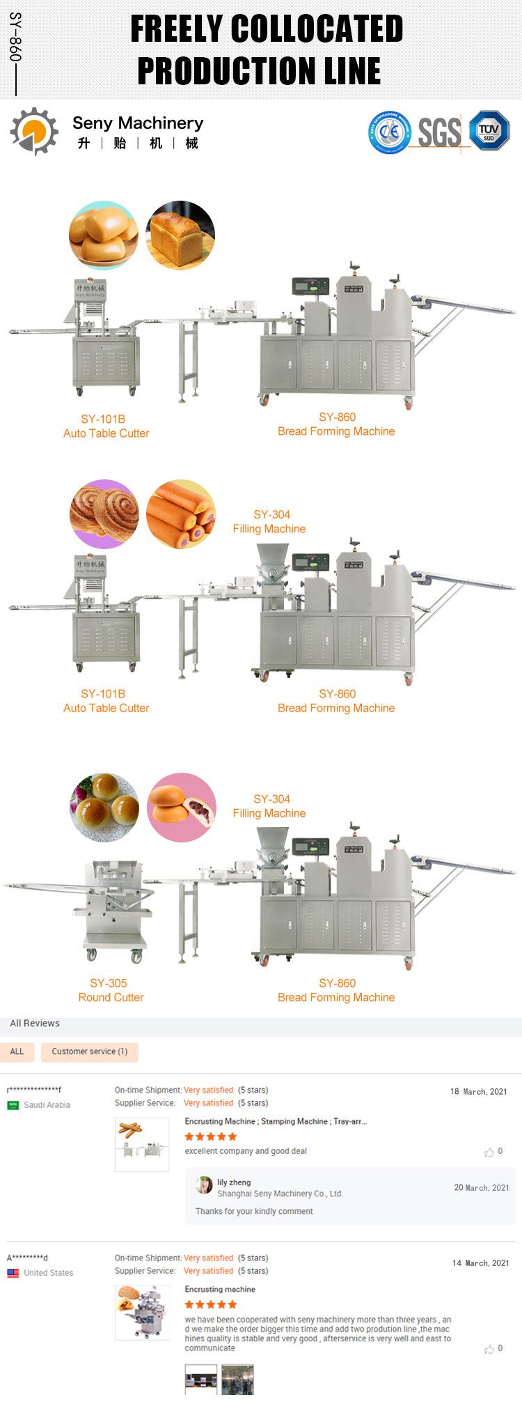 SY-860 Automatic Baguette Bread Making Machine Production Line