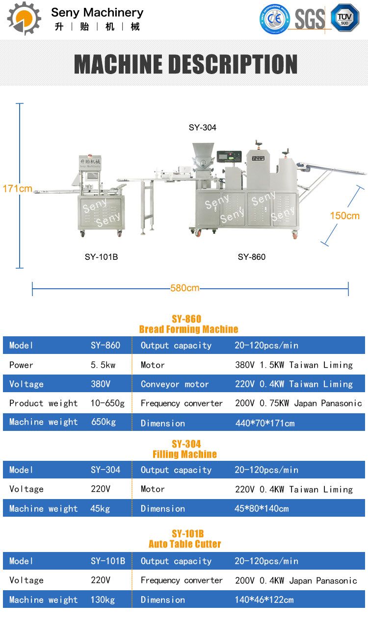 SY-860 Automatic Cinnamon Roll Bread Making Machine Production Line