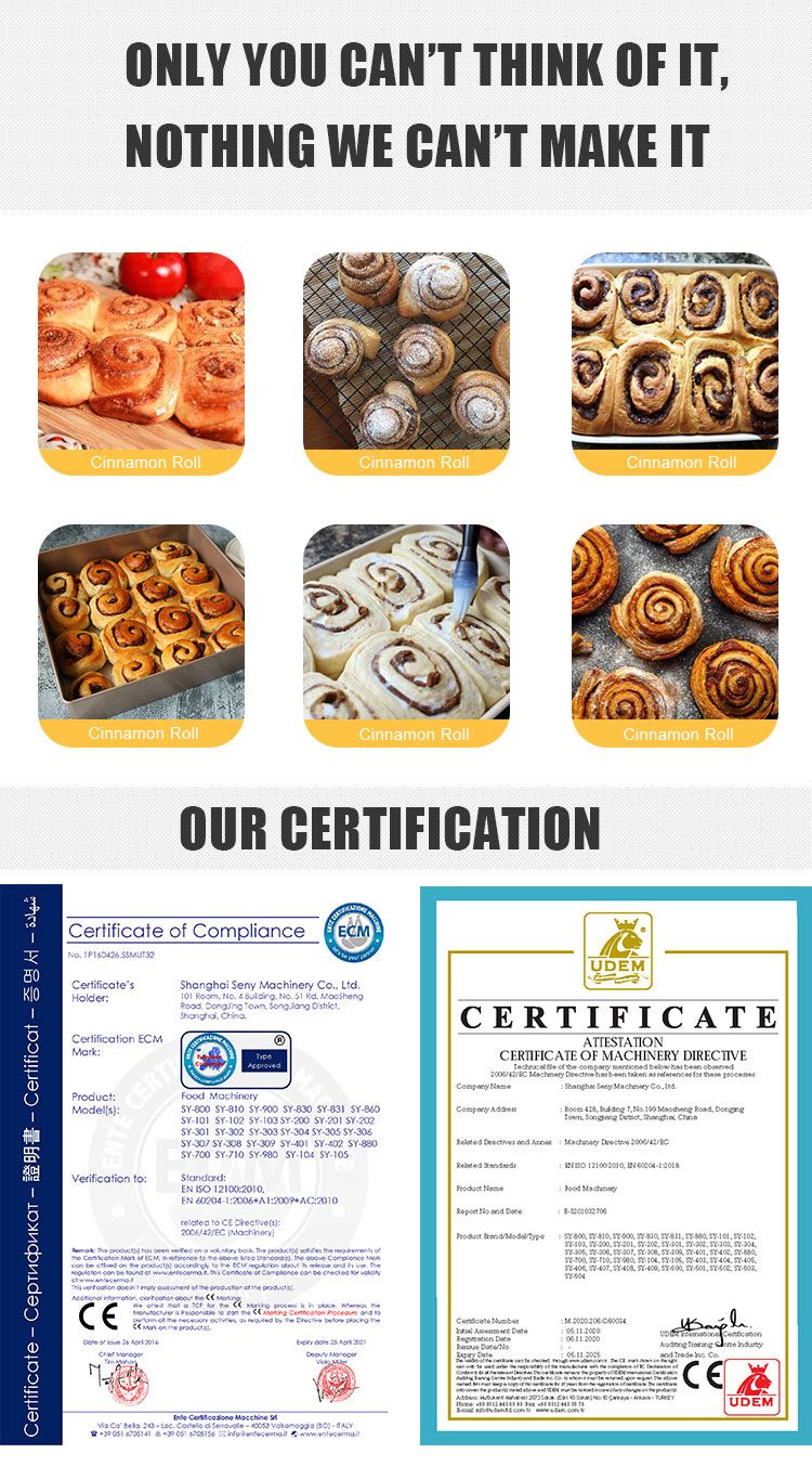 SY-860 Automatic Cinnamon Roll Bread Making Machine Production Line