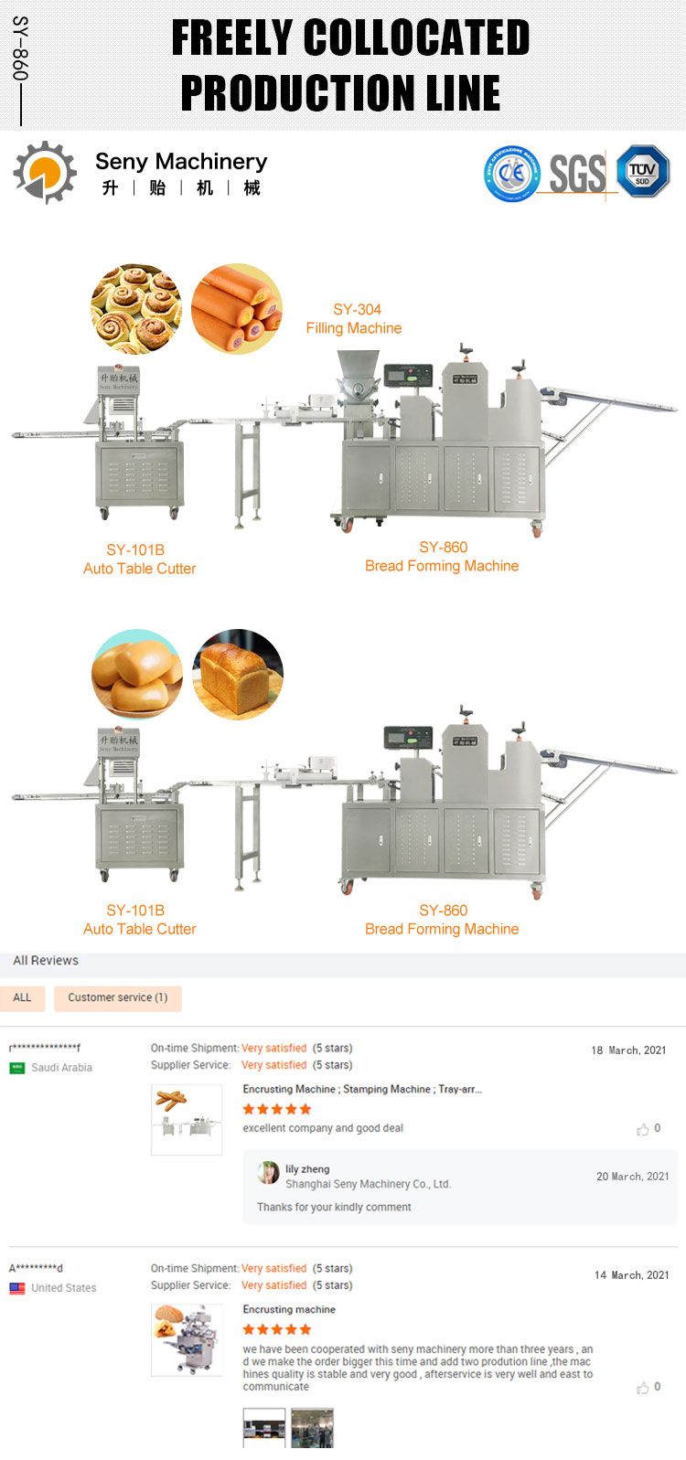 SY-860 Automatic Round Bread Making Machine Production Line